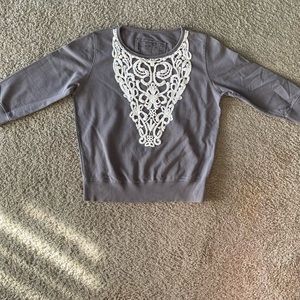 Denim Co. Lace 3/4 Sleeve Sweater